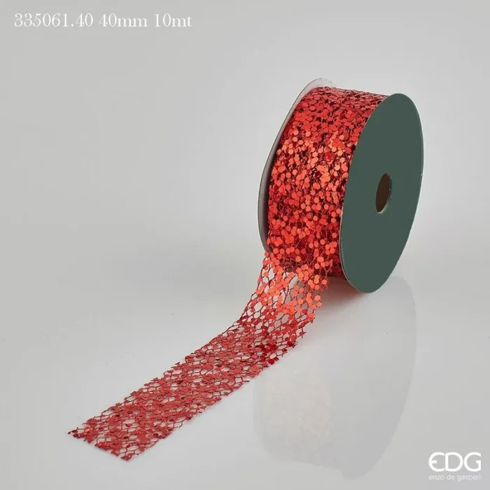 EDG Enzo De Gasperi Nastro Natale Mix Glitter H 40 Mm 10 Mt Rosso