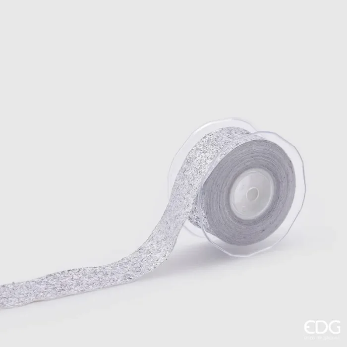 EDG Enzo De Gasperi Nastro Natale Shineglitt H 38 Mm 10 Mt Silver
