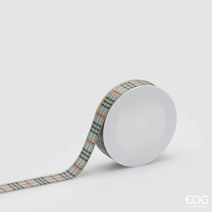 EDG Enzo De Gasperi Nastro Natale Tartan H 2,5 Cm 20 Mt Sage Sconti