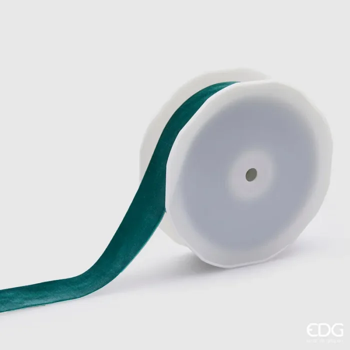 EDG Enzo De Gasperi Nastro Natale Velluto L 38 Mm 10 Mt Verde Scuro