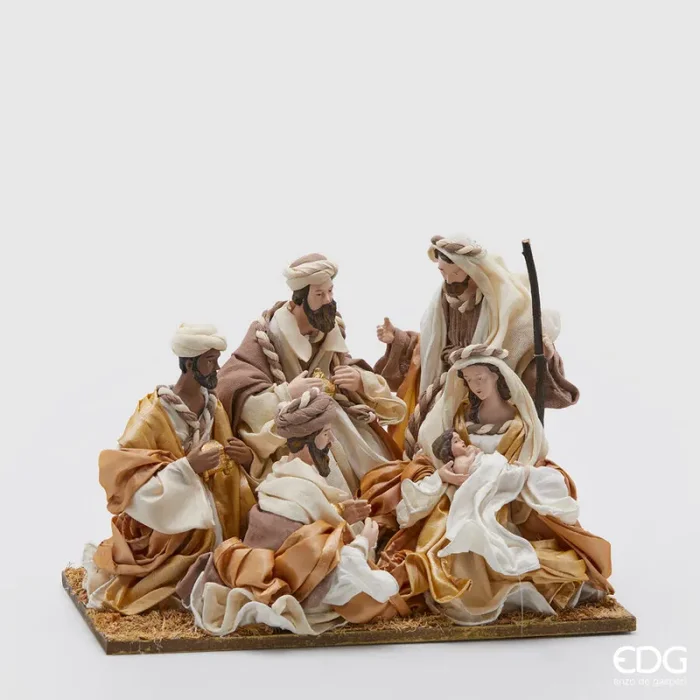 EDG Enzo De Gasperi Natività Natale in Tessuto con Re Magi H 25 Cm Ivory Gold Online