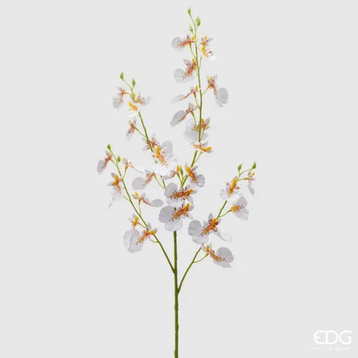 EDG Enzo De Gasperi Orchidea Oncidium Ramo x4 Artificiale H 80 Cm White Yellow
