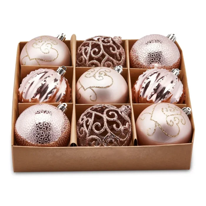 EDG Enzo De Gasperi Palla Natale Poliresina Mix 80mm Conf. 9 Pezzi Pink Sconti