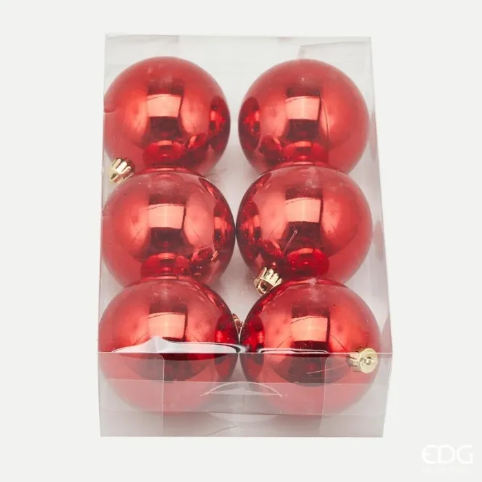 EDG Enzo De Gasperi Palla Natale Poly D 8 Cm Lucida Red Cf 6 Pz