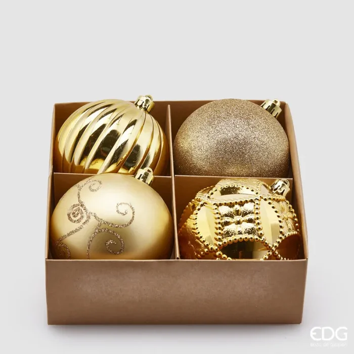 EDG Enzo De Gasperi Palla Natale Poly Mix D 10 Cm Cf 4 Pz Light Gold Online ora