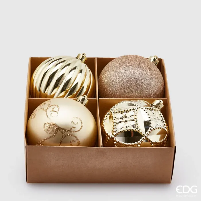 EDG Enzo De Gasperi Palla Natale Poly Mix D 10 Cm Champagne Cf 4 Pz