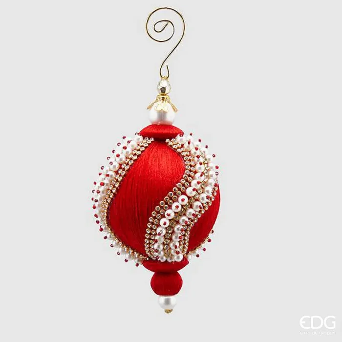 EDG Enzo De Gasperi Palla Natale Silk Perle D 8 Cm Red 1 Pz