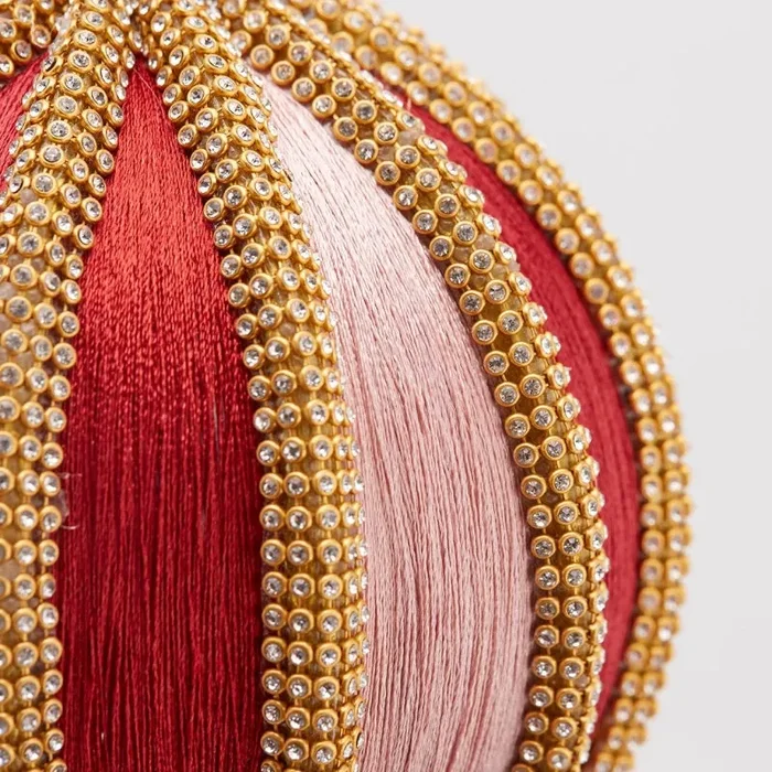 EDG Enzo De Gasperi Palla Natale Silk Zirc – Meriadia. H 40 Cm D 15 Cm Two Pink - immagine 2