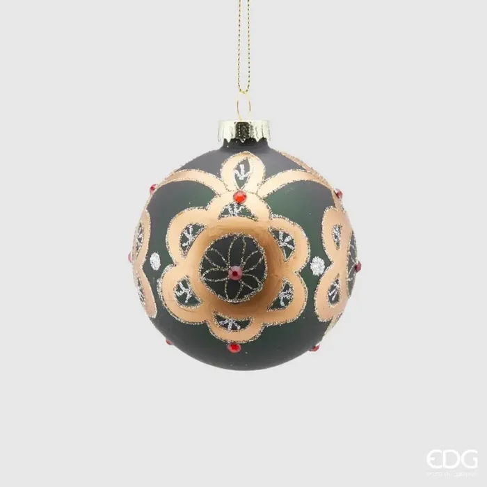 EDG Enzo De Gasperi Palla Natale Vetro Flor D 8 Cm Green 1 Pz