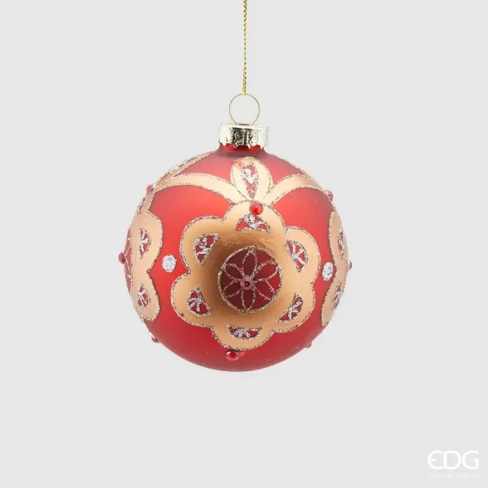 EDG Enzo De Gasperi Palla Natale Vetro Flor D 8 Cm Red 1 Pz