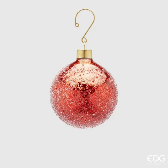 EDG Enzo De Gasperi Palla Natale Vetro Frosted D 8 Cm Red