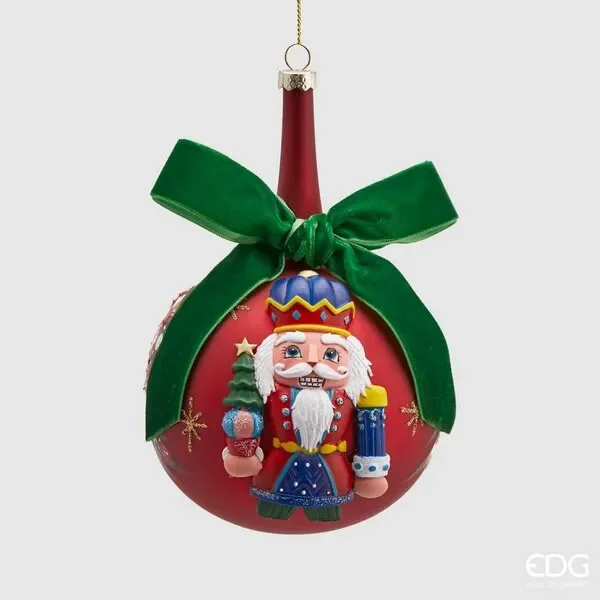 EDG Enzo De Gasperi Palla Natale Vetro Soldatino Neck D 10 Cm Red