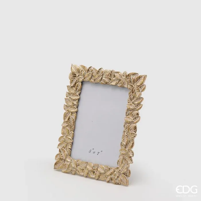 EDG Enzo De Gasperi Portafoto Natale Foglie-Mix 23 x 18 Cm Gold