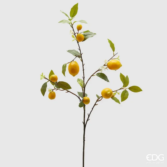 EDG Enzo De Gasperi Ramo Limone Artificiale con Foglie e Frutta H 105 Cm Green Mix