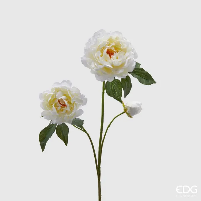EDG Enzo De Gasperi Ramo Peonia Artificiale con Fiori, Biocciolo e Foglie H 85 Cm Ivory