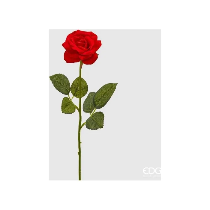 EDG Enzo De Gasperi Ramo Rosa Artificiale Velvet Eden con Foglie H 43 Cm Red