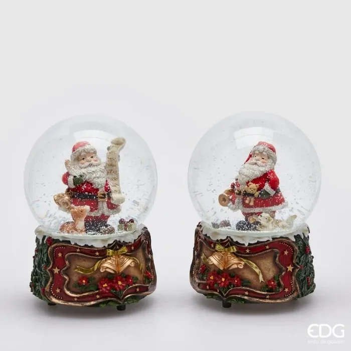 EDG Enzo De Gasperi Sfera Acqua Babbo Natale con Campanelli e Carillon Ass. Red Gold Moda