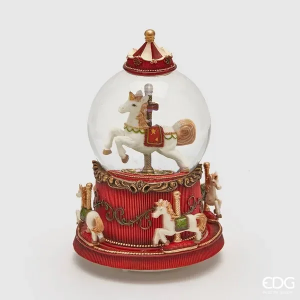 EDG Enzo De Gasperi Sfera Natale Acqua Carosello con Musica e Luci H 19 Cm Fornitura