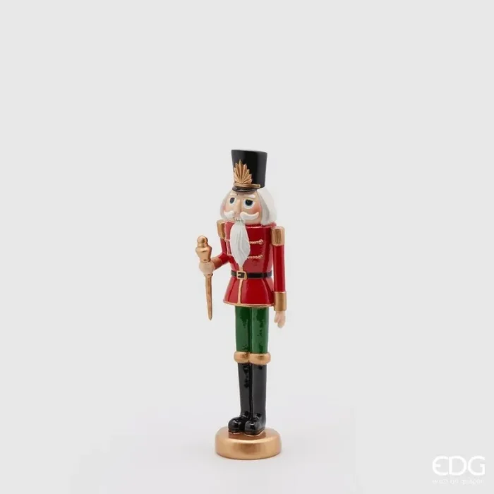 EDG Enzo De Gasperi Soldatino Natale Poly con Scettro H 33 Cm 7 x 10 Cm Green Red