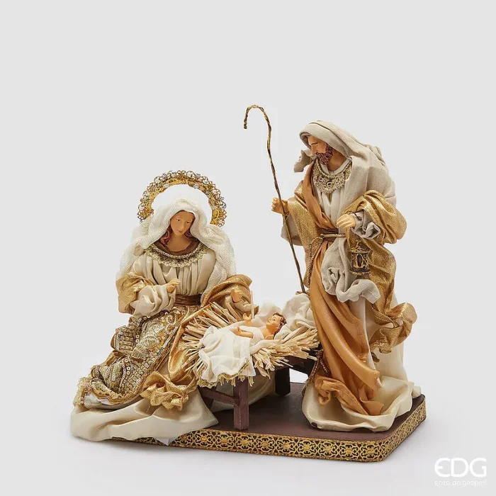 EDG Enzo De Gasperi Statuetta Natalizia Natività con Base H 40 Cm Hazelnut