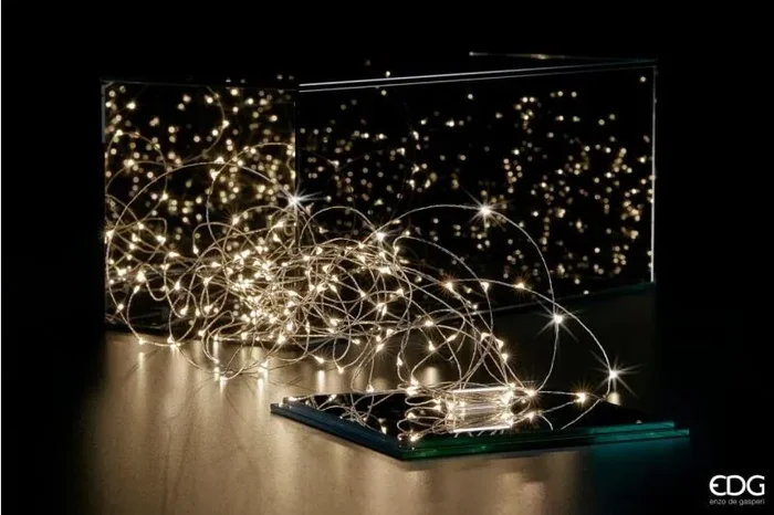 EDG Enzo De Gasperi Teca Colonna Natale con 150 Led H 50 Cm 20 x 20 Cm Grey - immagine 2