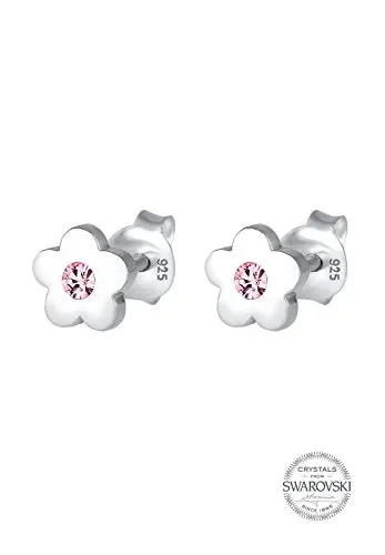 Elli Orecchini da Bambina in Argento 925 con Cristallo Rosa - immagine 3