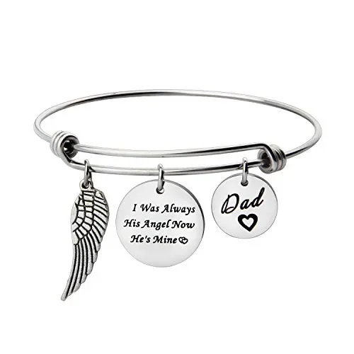 Ensianth Bracciale rigido con ciondoli, tra cui l’ala di un angelo, in…