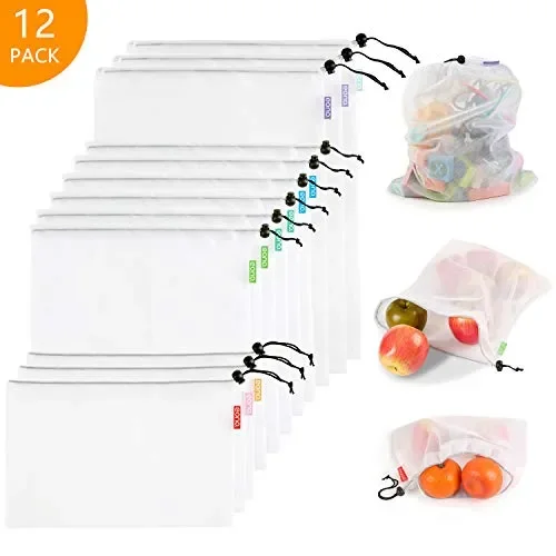Eono by Amazon – Sacchetti Riutilizzabili in Rete 12 Pcs (3l+6m+3s)