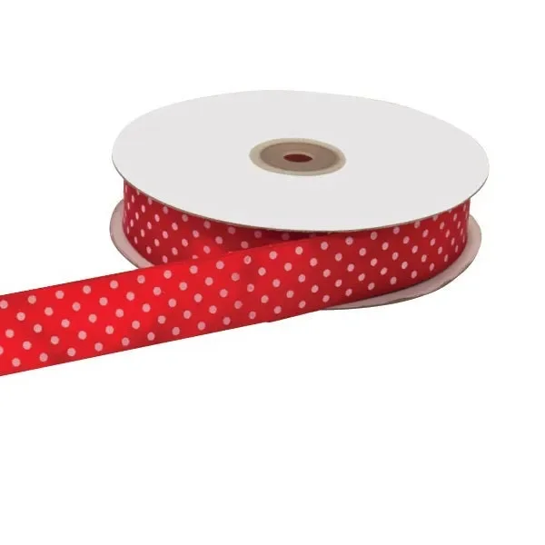 ETM Nastro Doppio Raso Pois 10 Mm 50 Mt Rosso