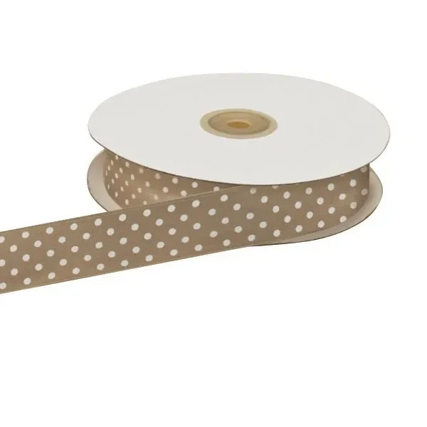 ETM Nastro Doppio Raso Pois 25 Mm 50 Mt Tortora