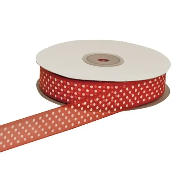 ETM Nastro Organza Pois 10 Mm 50 Mt Rosso