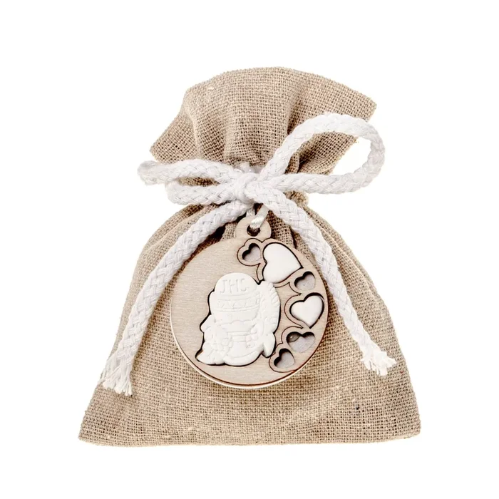 ETM Sacchetti Ruota Bag Bomboniera Portaconfetti 10 x 12 Cm Comunione Avana 12 Pz