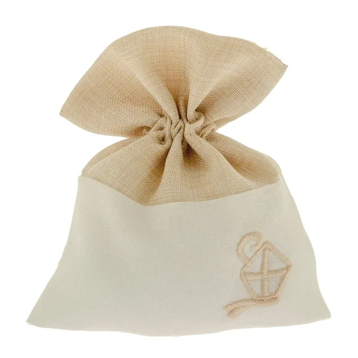 ETM Sacchetto Cresima Portaconfetti Cerimony Bag 10 x 12 Cm Beige 12 Pz