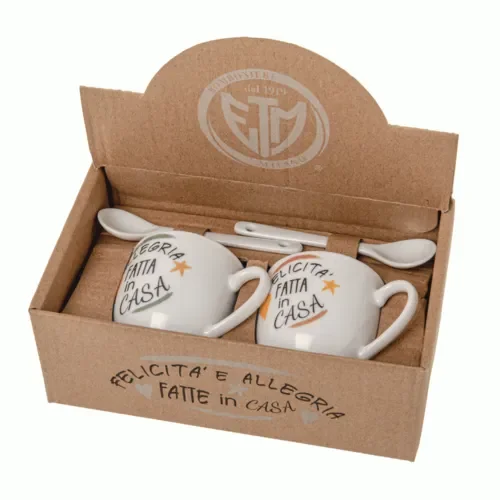 FANTASIE SET 2 TAZZINE DA CAFFE’ IN CERAMICA (h.5.5cm) C/BOX