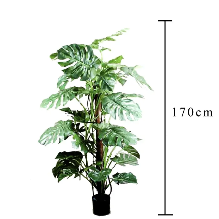 Filodendro Artificiale con 48 Foglie Altezza 170 cm Verde - immagine 2