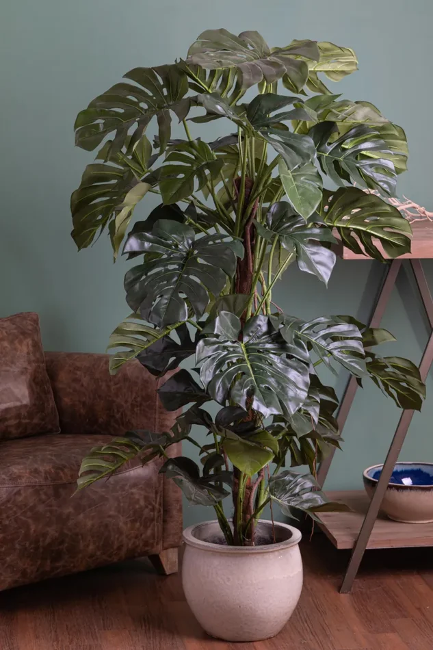 Filodendro Artificiale con 48 Foglie Altezza 170 cm Verde - immagine 3