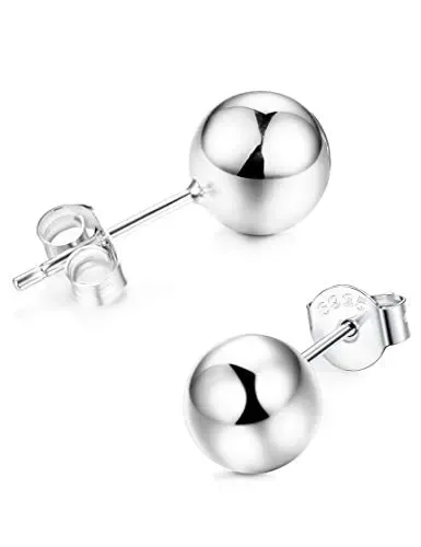 Finrezio Orecchini A Bottone In Argento 925 Per Donna A Sfera…