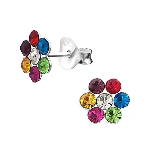 Fiore di cristallo multicolore – Orecchini in argento Sterling