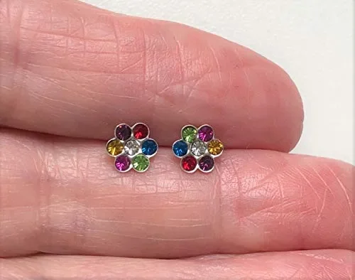 Fiore di cristallo multicolore – Orecchini in argento Sterling - immagine 2