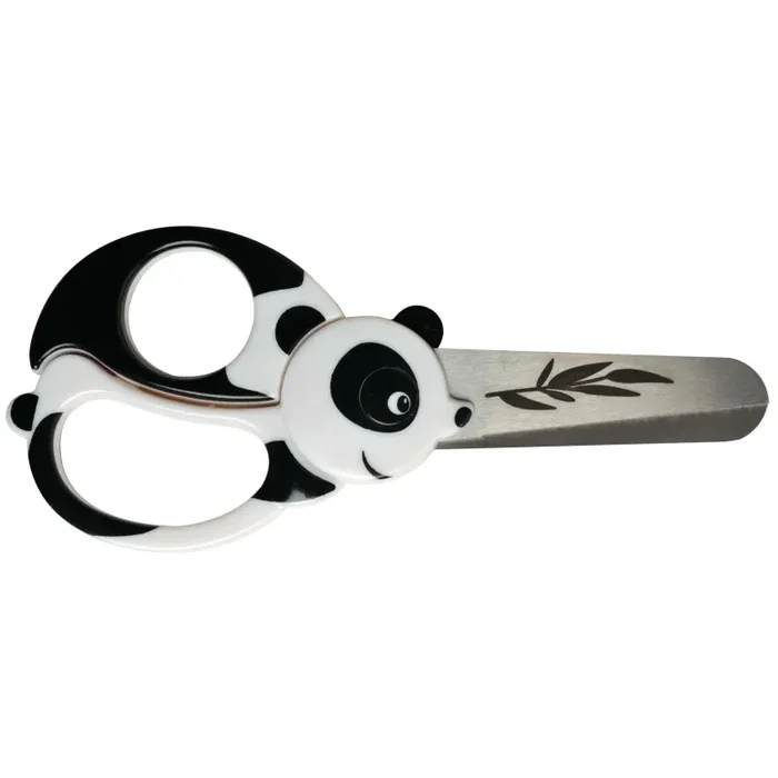 Fiskars Forbici per bambini a forma di panda, A partire da 4 anni, Lunghezza: 13 cm, Per destrorsi e mancini, Lama in acciaio inossidabile/Impugnature in plastica, Bianco/Nero, 1004613