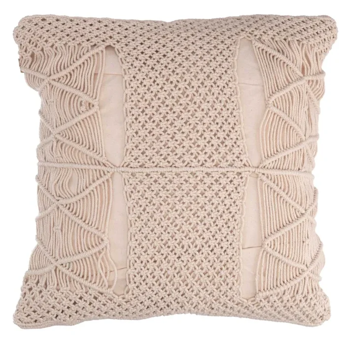 Fodera per Cuscino Decorativo Quadrato 40×40 cm in Tessuto Macramè Ecrù