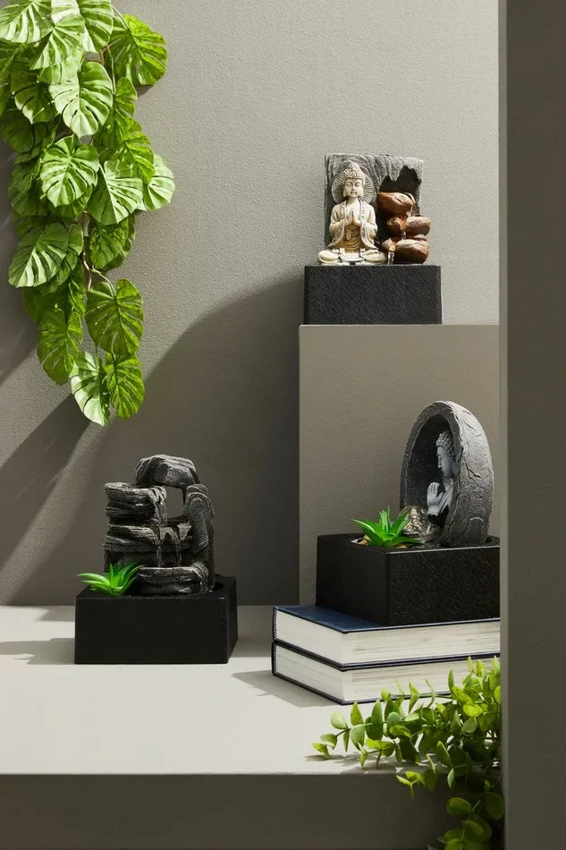 Fontana da Interno con Led 18x18x24 cm in Resina Quiet 654 - immagine 2