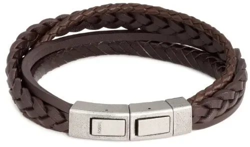 Fossil JF85296040 Bracciale da Uomo in Pelle/Acciaio Inossidabile Moda - immagine 2