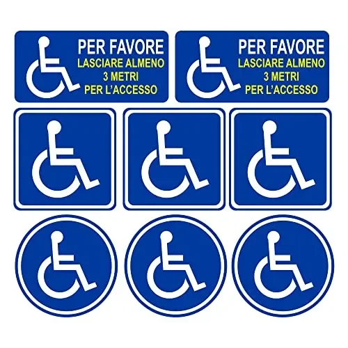 GamesMonkey® – Adesivi Disabili Invalidi Kit – 8 Pezzi – 10×10 cm e 15×7 cm – Per Uso Esterno e Interno – Auto Van Truck Camion Camper (Kit 8 pezzi)