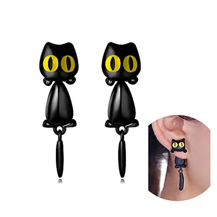 Gatto Orecchini a bottone Donna Orecchini Bambine e ragazze Compleanno Festa con portagioie - immagine 3