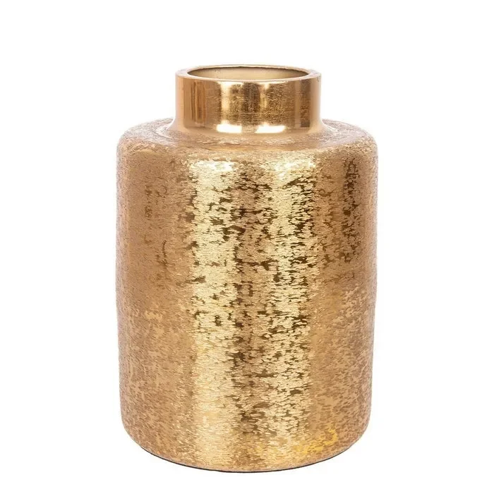 Giara portafiori tonda in metallo dorato – Varanasi