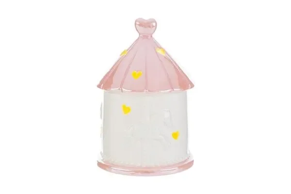 GIOSTRINA CON LED IN PORCELLANA ROSA C/ASTUCCIO (10x10xh.14cm)