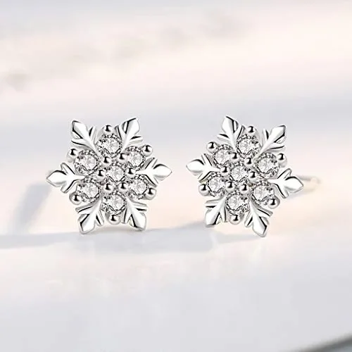 HAISWET – Orecchini a perno a forma di fiocco neve, in argento Sterling… - immagine 2