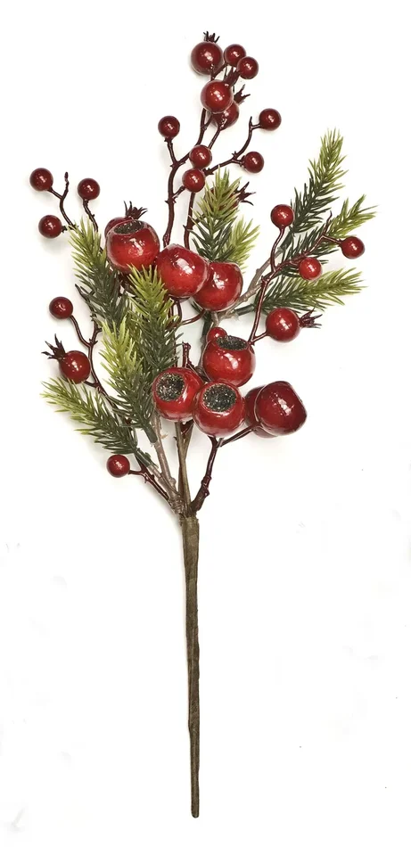 Linea Due Elle Ramo Natale Bacche Rosse H 37 Cm