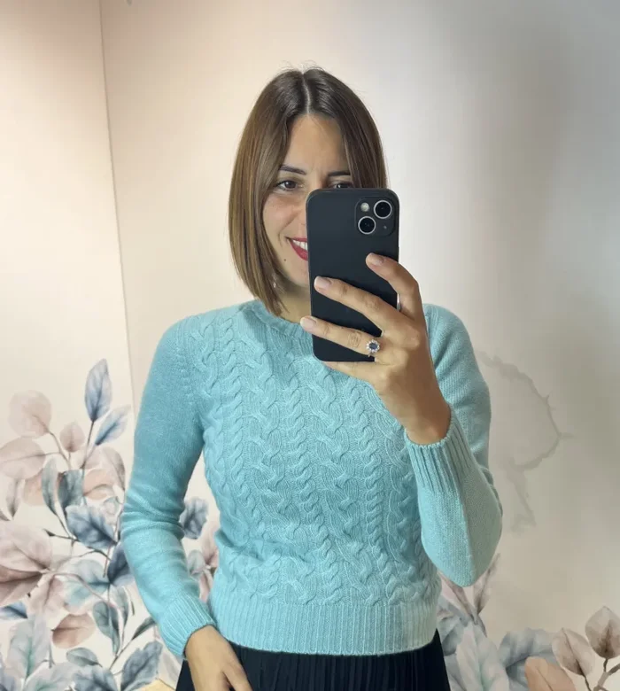 MAGLIONE A TRECCE MISTO CASHMERE - immagine 2